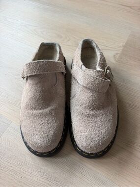 Dr. Martens Isham faux shearling slingback Mule Taupe Shoes unisex